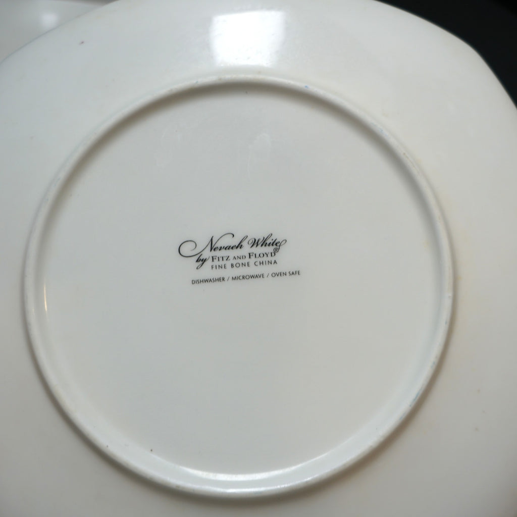Fitz and Floyd Neveah White Bone China Square Dinner Plates Set of 3