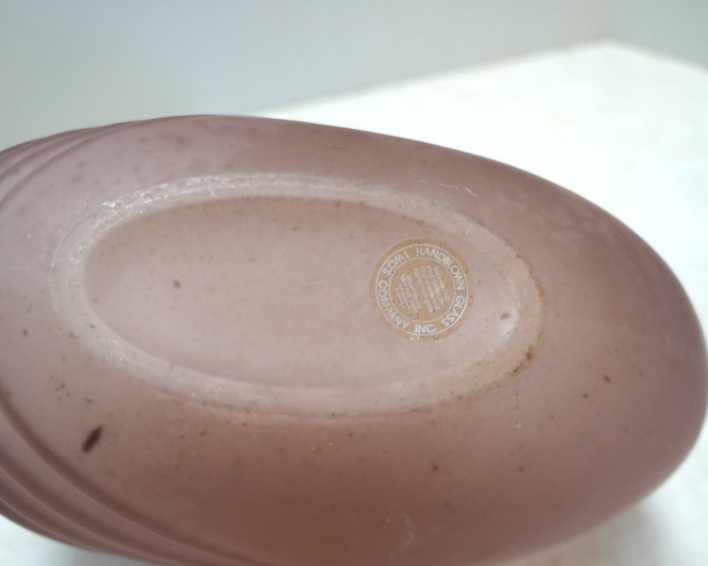 Two's Company Mauve Pink Satin Frosted Glass Art Deco Revival Vase
