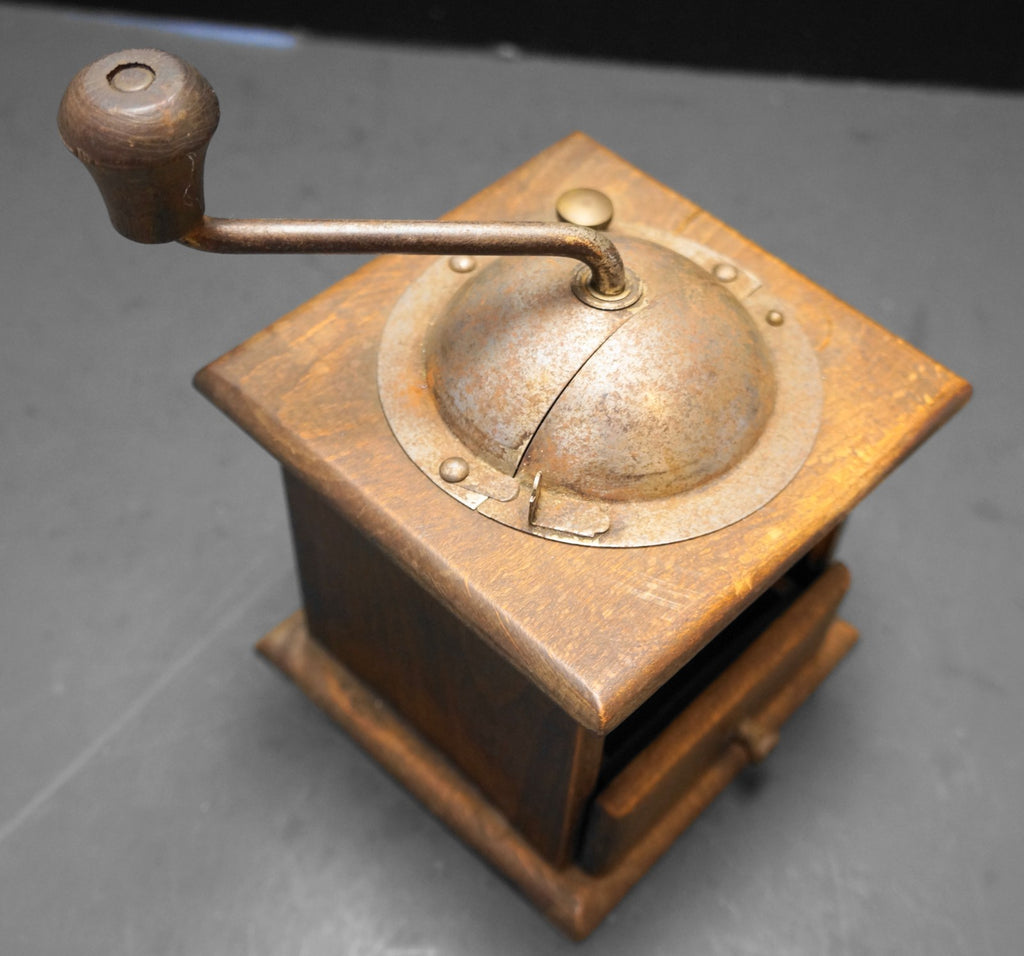 Vintage Wooden Hand Crank Coffee Grinder