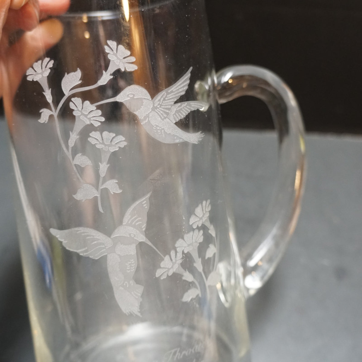 Ruby Throated Hummingbird National Wildlife Federation Blown Glass Pitcher