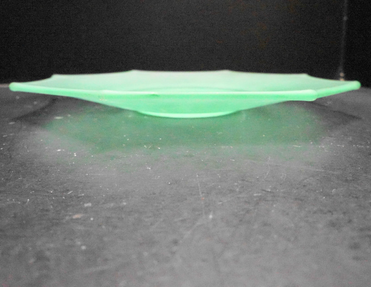 Apple Green Depression Glass Stretch Frosted Satin Octagon Plate