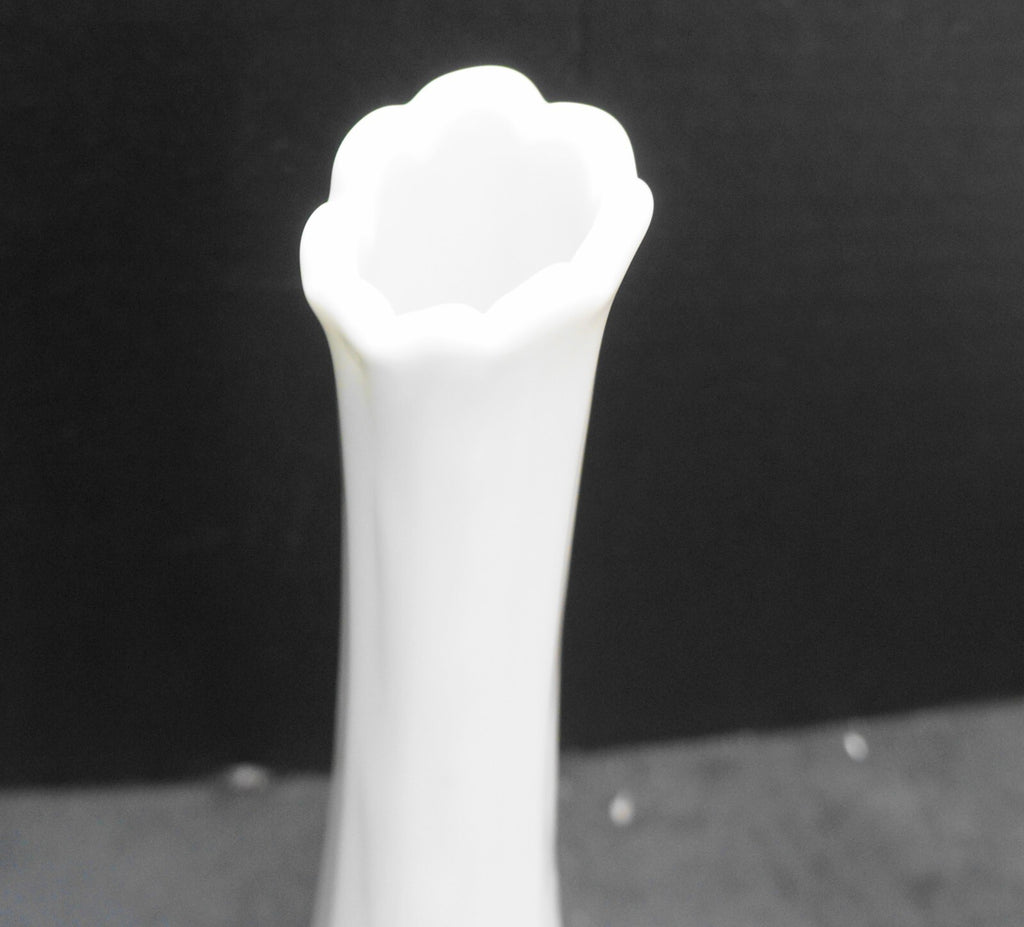 Westmoreland Paneled Grape White Milk Glass Swung Bud Vase 8 1/2 IN