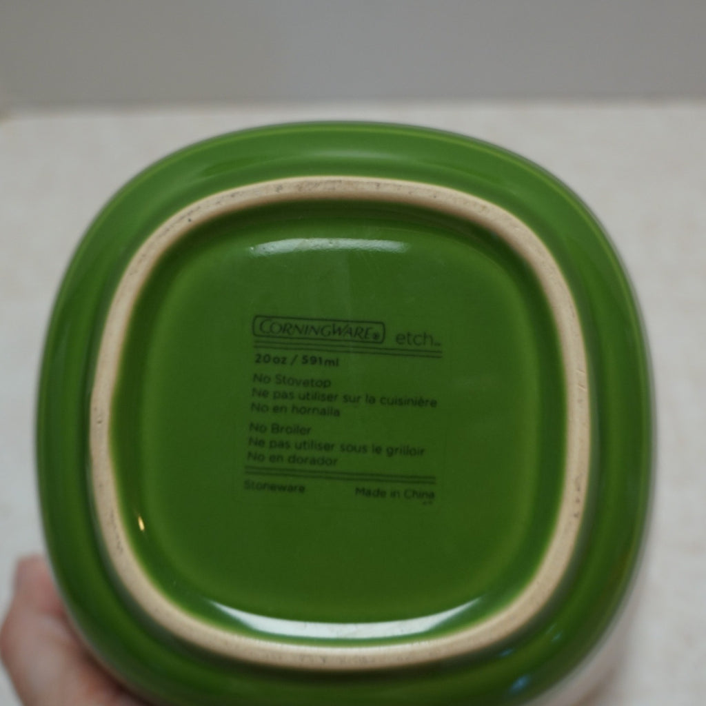 Corning Corelle Etch Grass Green Small Square Baker 20 oz