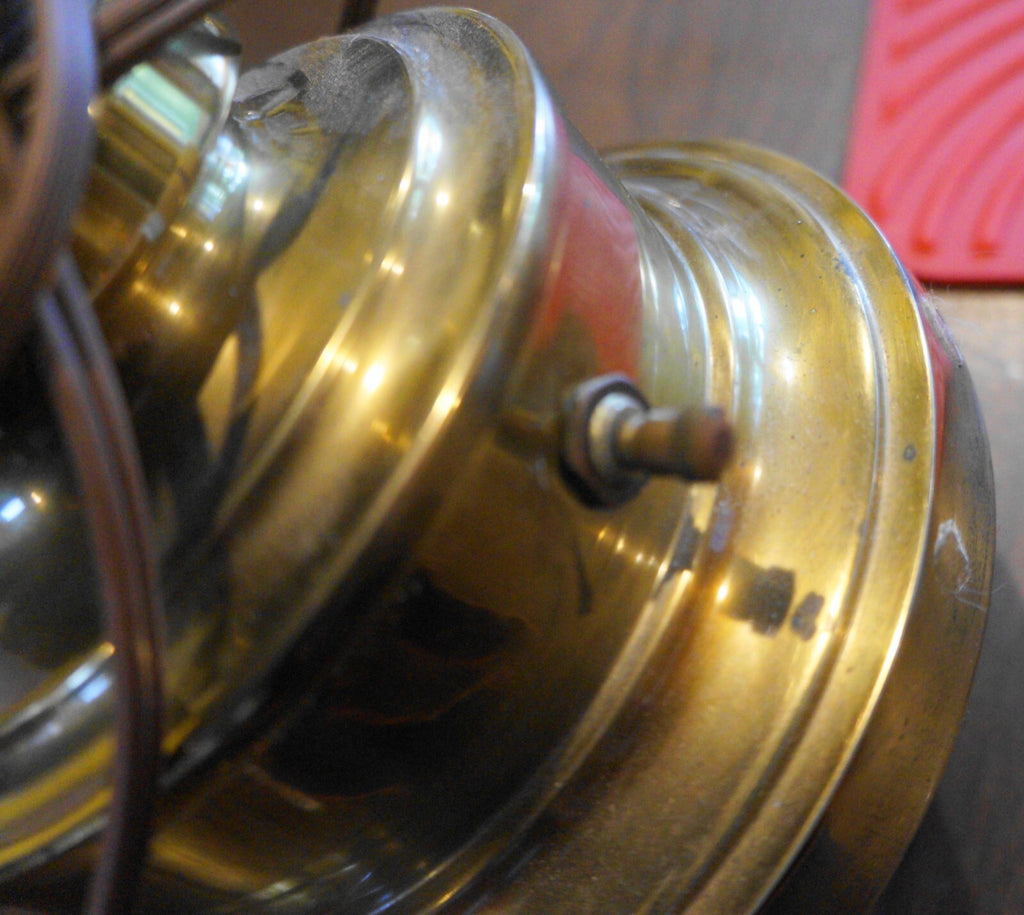 Stiffel Paneled Brass Table Lamp With Drum Shade 33 IN