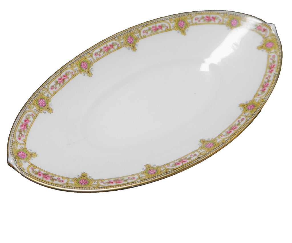 U.C. Limoges FB&CO France Oval Relish Dish Roses Scrolls
