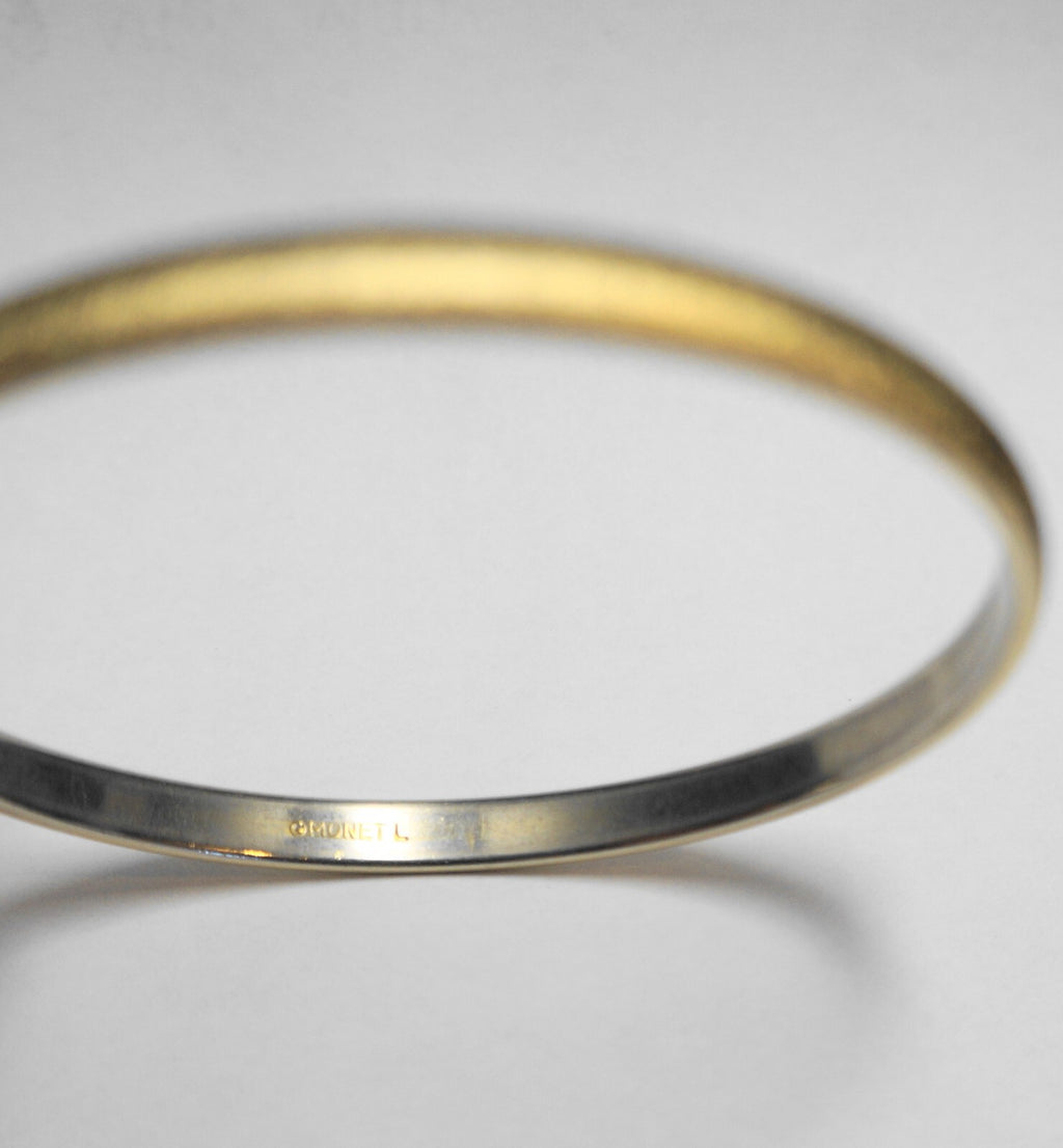 Monet Brushed Gold Tone Narrow Bangle Bracelet