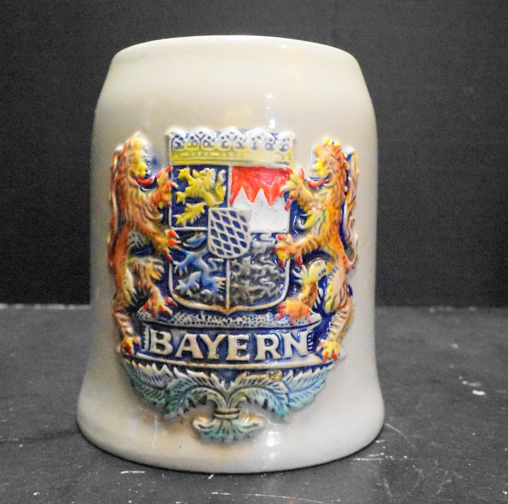 Bayern Embossed Coat of Arms Stein Beyer W. Germany Hand Painted
