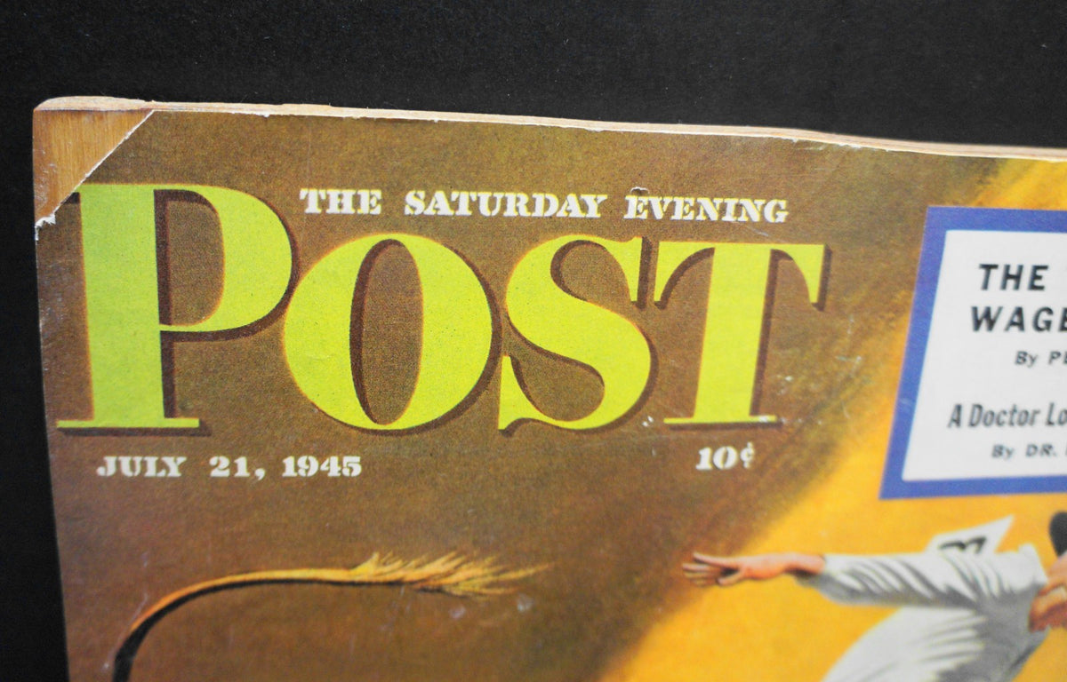 Fred Ludekens Bull Riding Saturday Evening Post Cover Mounted on Wood Board