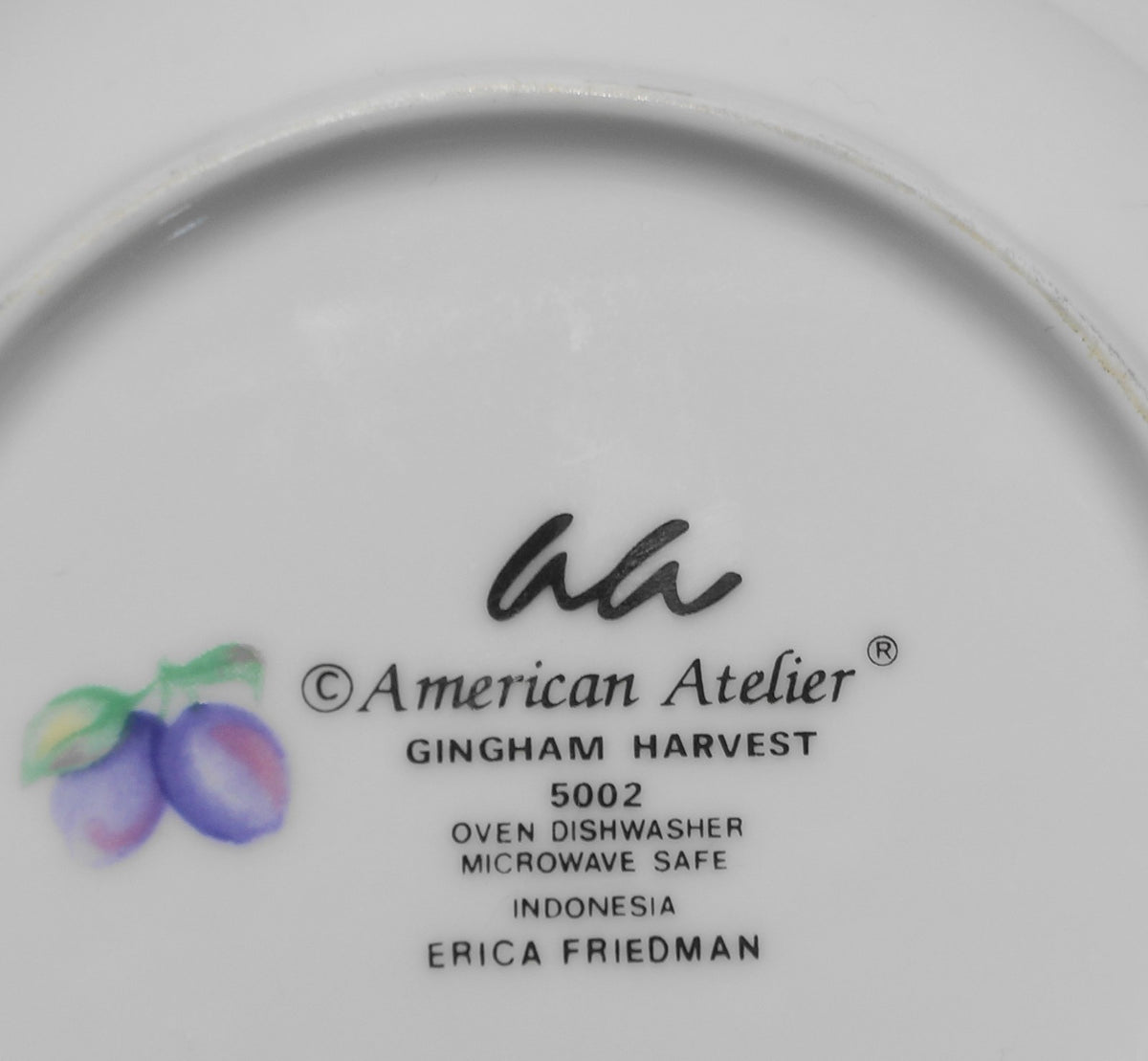 American Atelier Harvest Gingham Rimmed Soup Bowls Set of 3