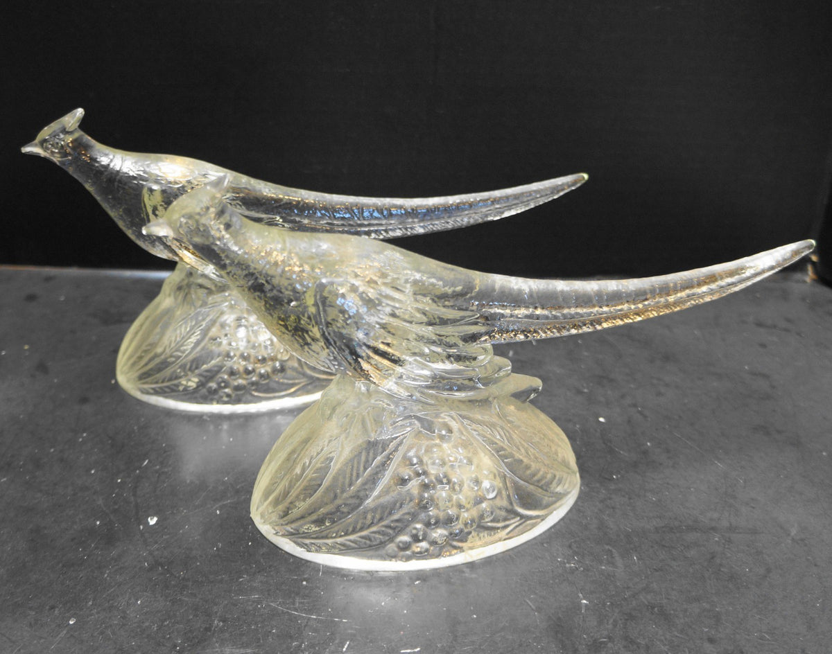 KR Haley American Glass Ring Necked Pheasant Figurines Pair