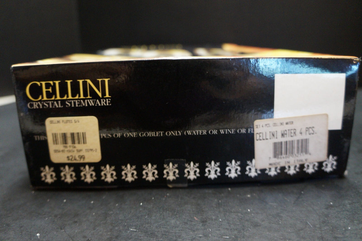 Cellini Water Goblets Set of 4 Gold Encrusted Etched