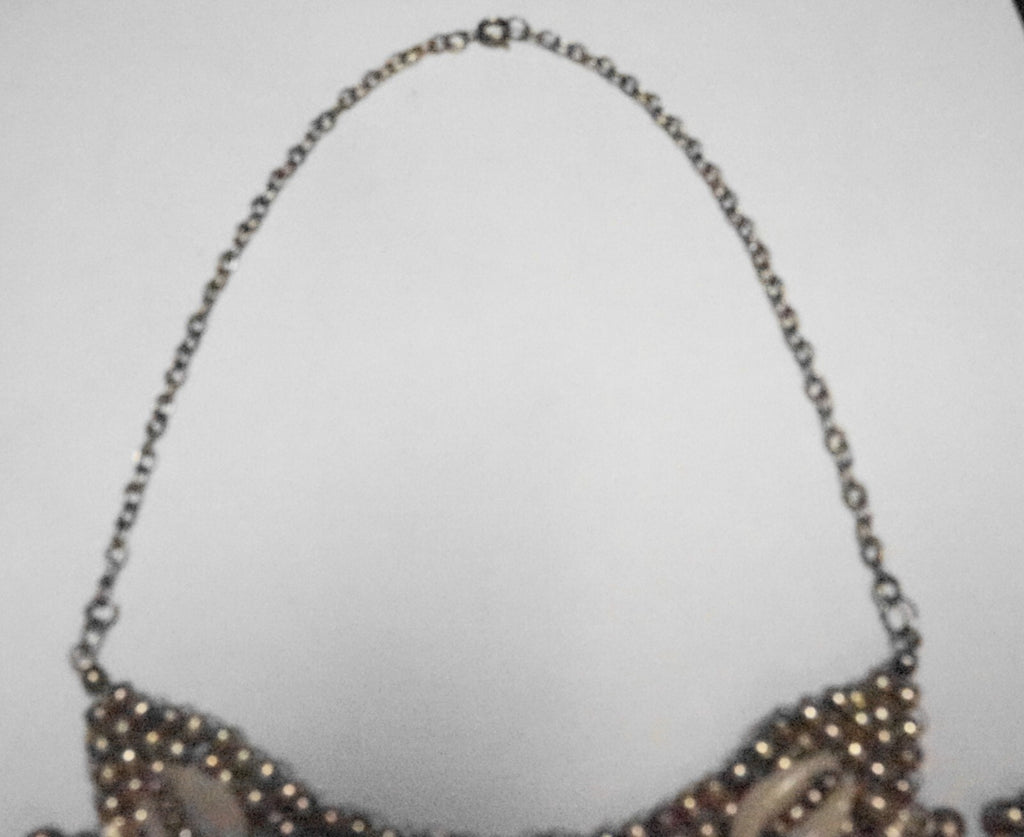 Tribal Silver Cowrie Shell Beaded Fringe Bib Necklace