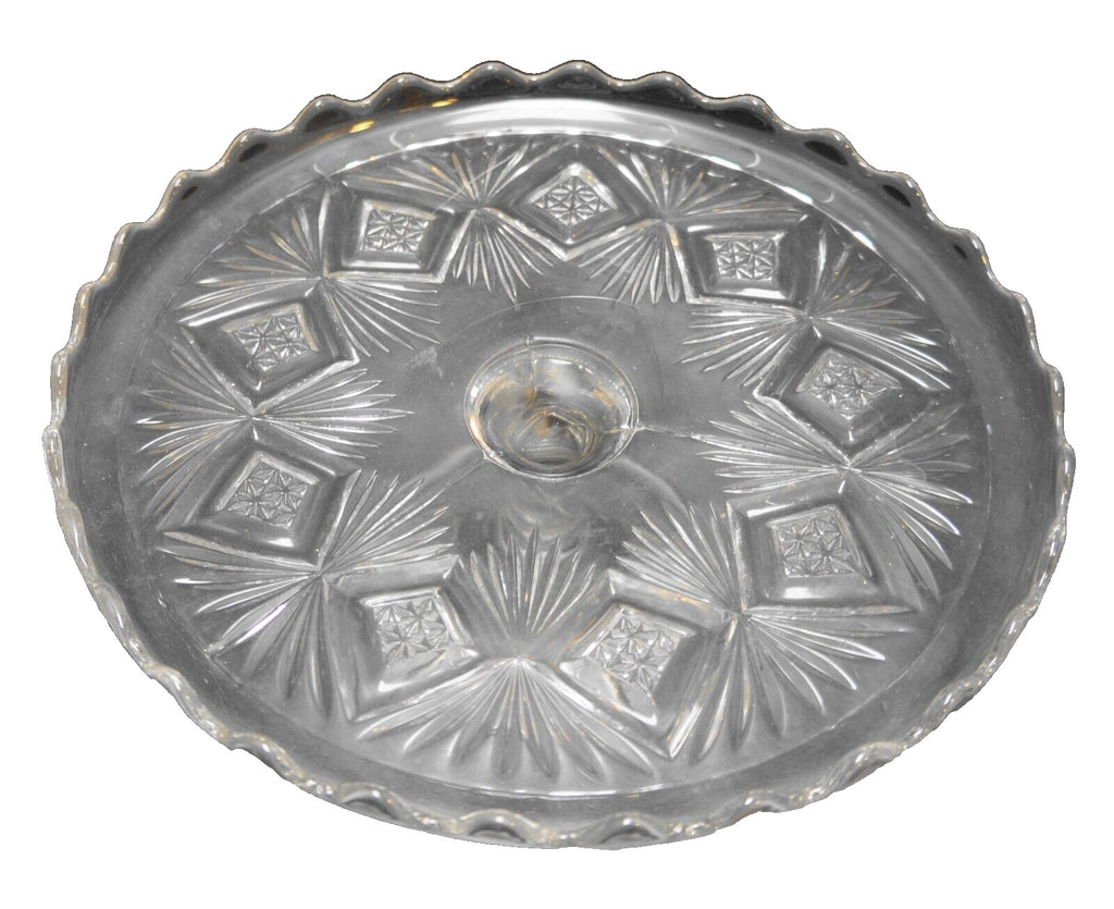 Bryce Higbee Sheaf With Diamonds EAPG Cake Stand Clear Glass