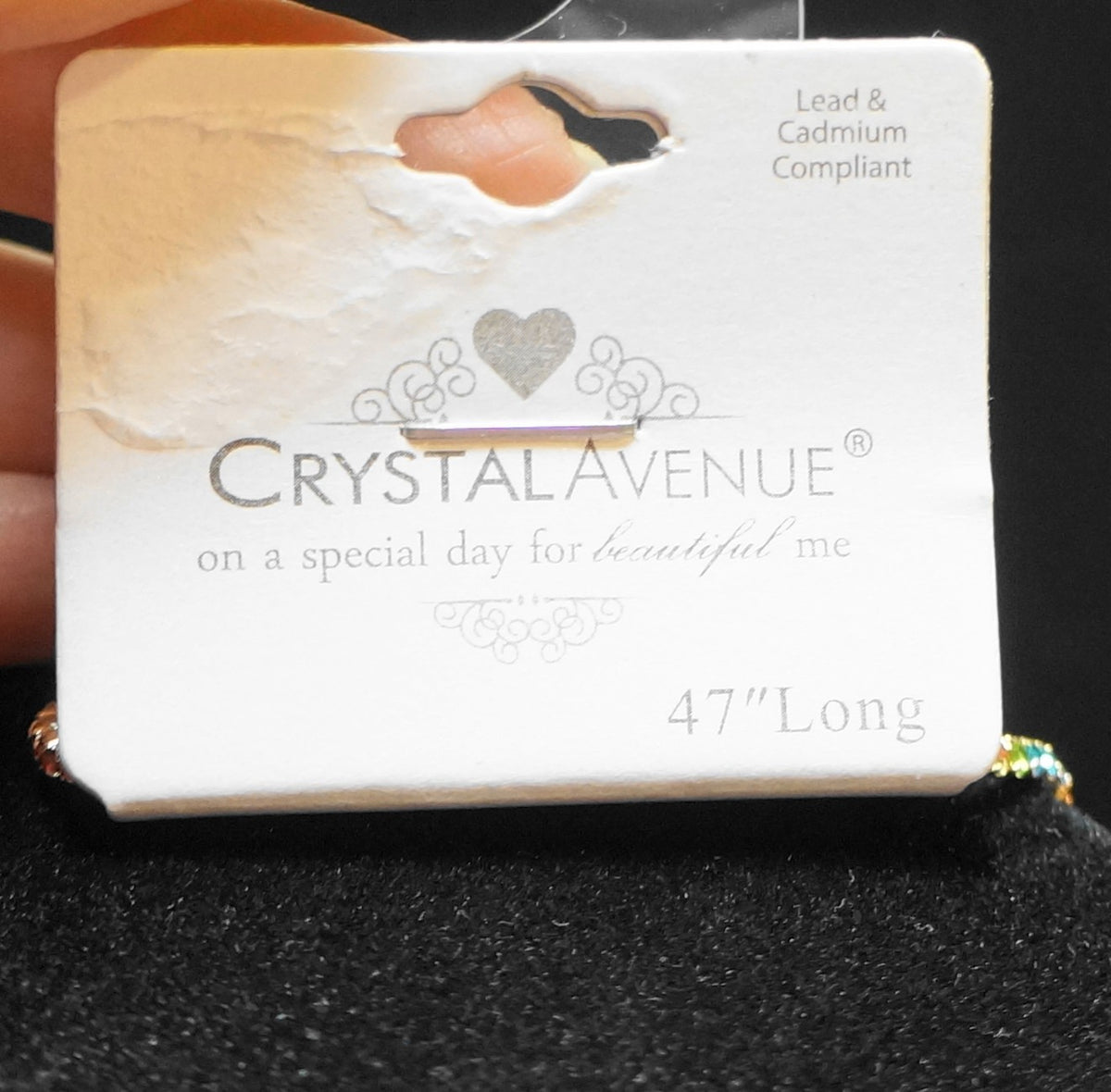 Crystal Avenue Rainbow Rhinestone Laurett Long Necklace 47 IN New