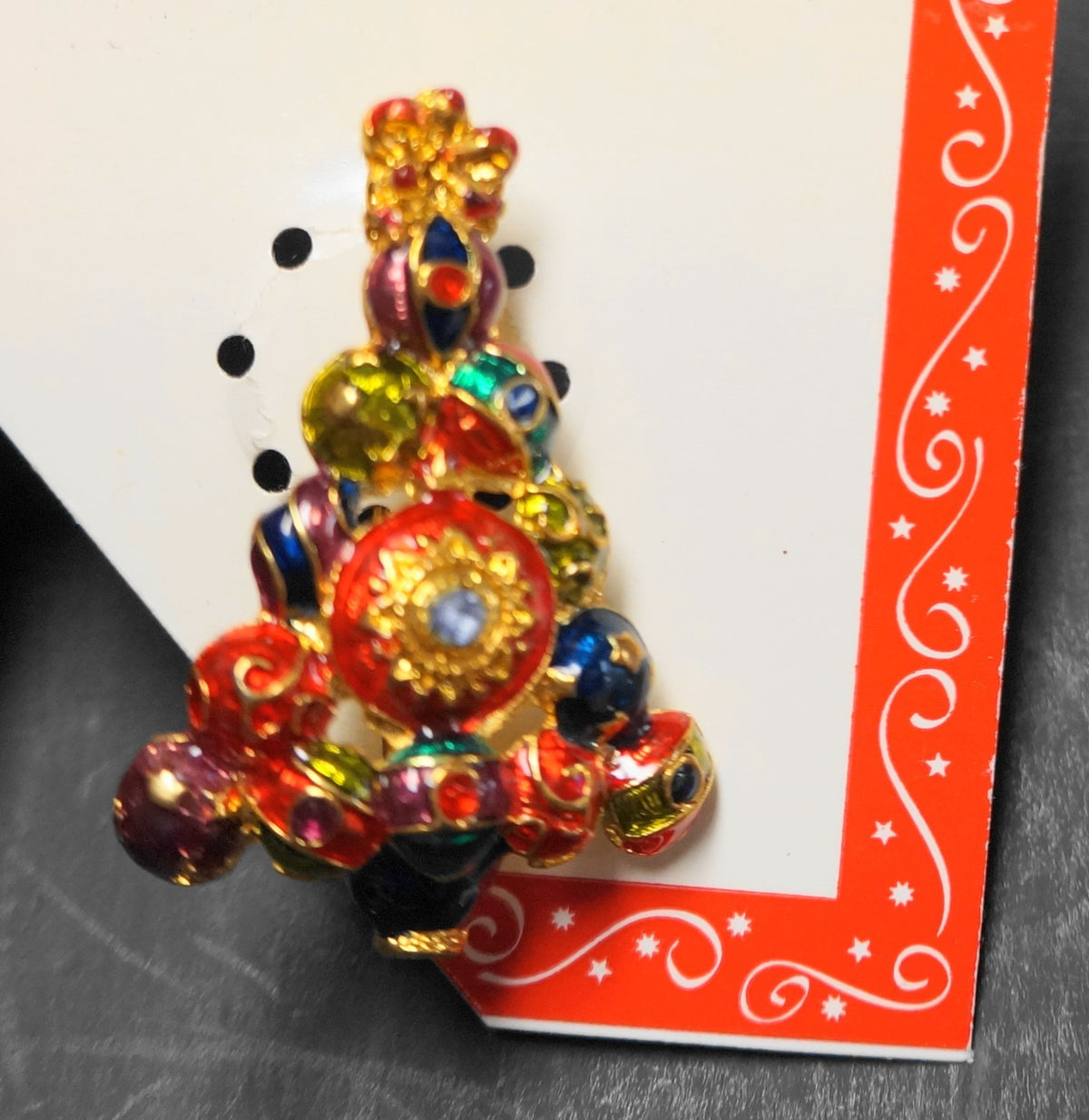 Christopher Radko Enamel Rhinestone Ornament Christmas Tree Pin Brooch