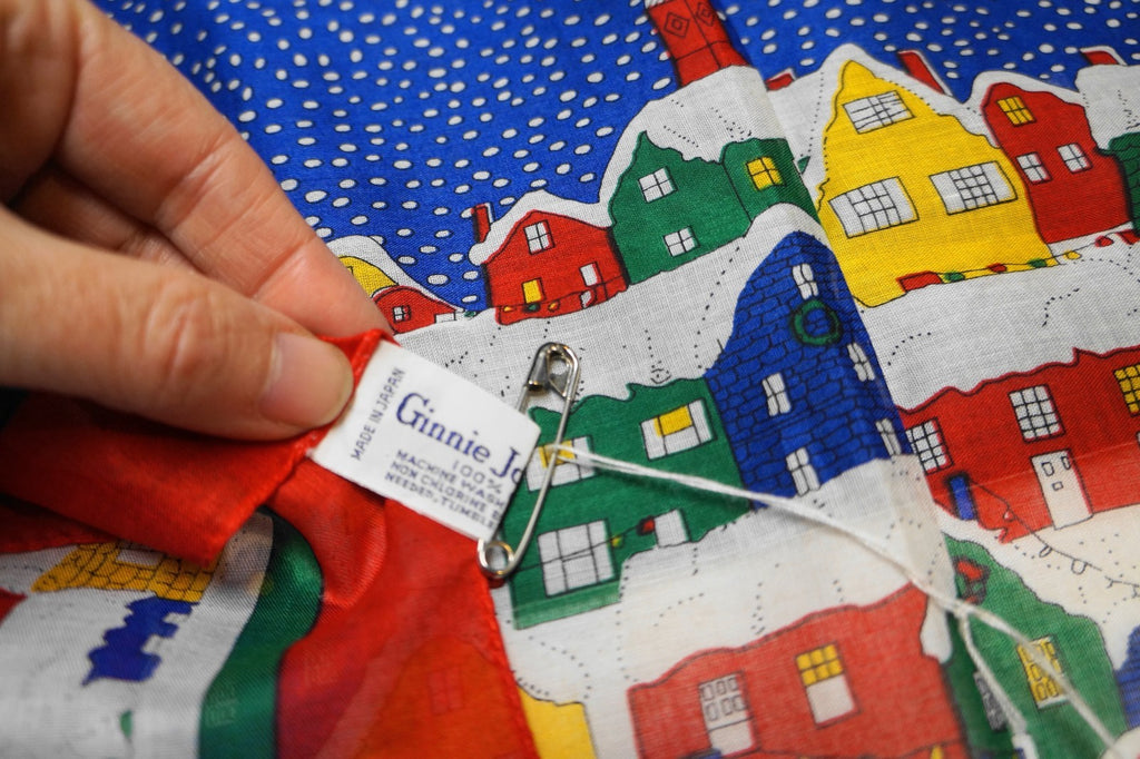 Ginnie Johansen Christmas Scarf 1988 Cotton Print