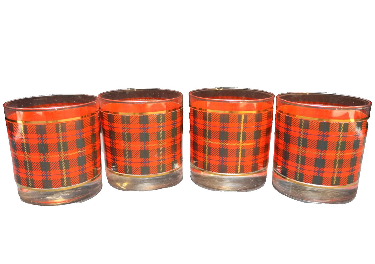 Scottish Plaid Whiskey Rocks Tumblers Set of 4 New in Box Crowning Touch