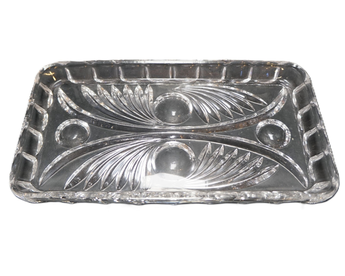 Princess House Swirls and Dots 475 Lead Crystal Cream Sugar Tray Set