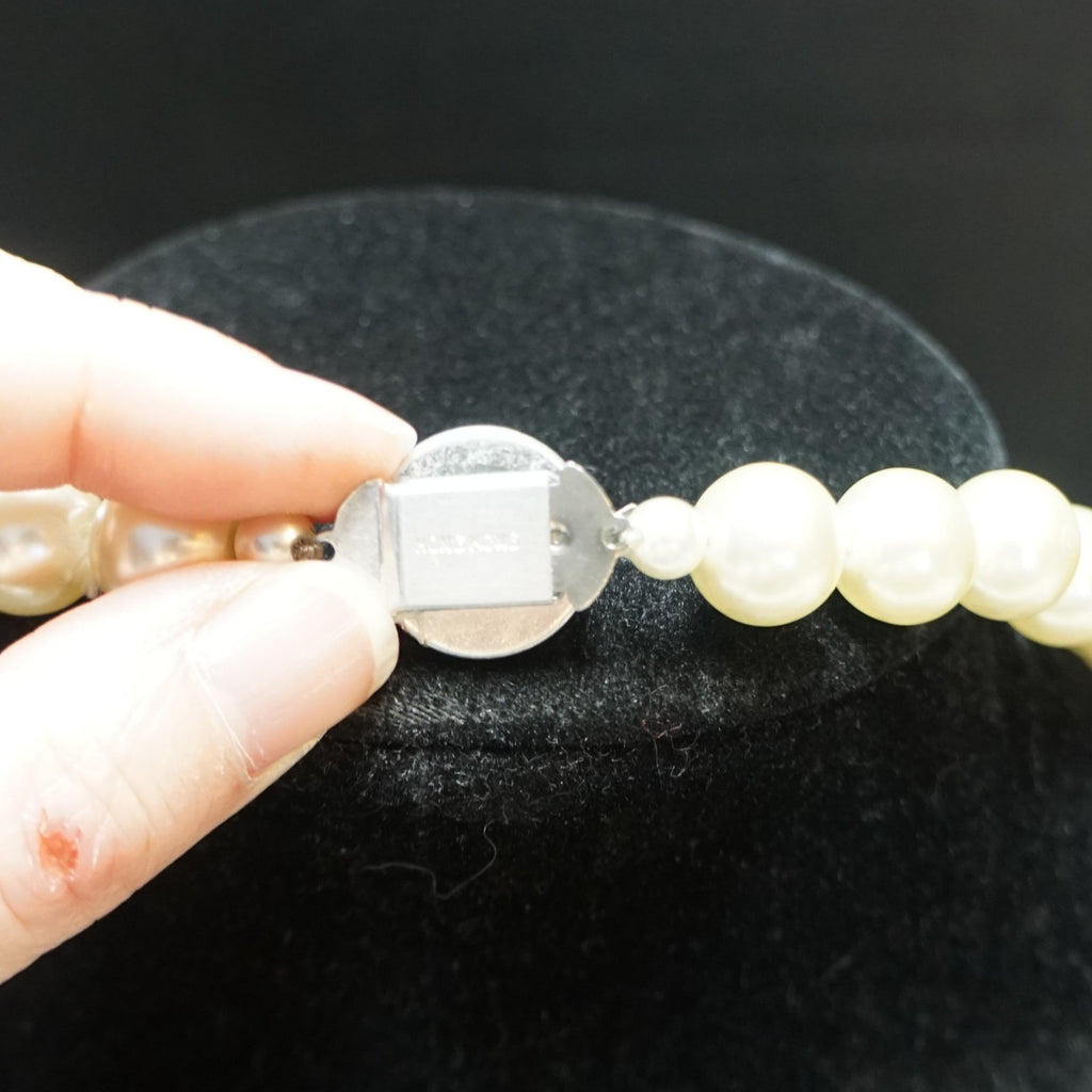 Hong Kong Long Faux Pearl Bead Necklace 28 IN