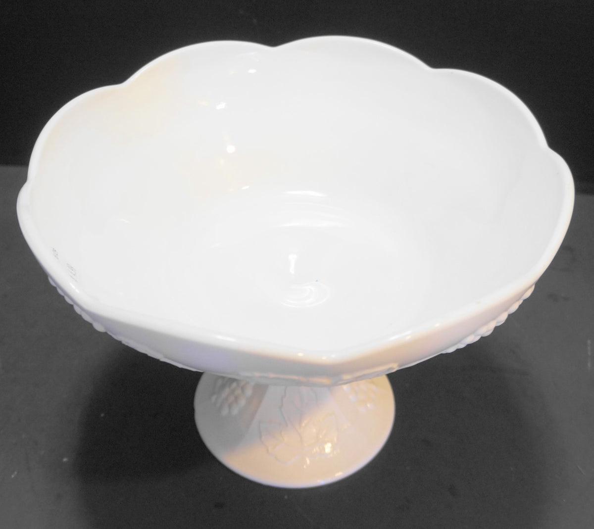 Indiana Glass Harvest Grape Milk Glass Large Compote