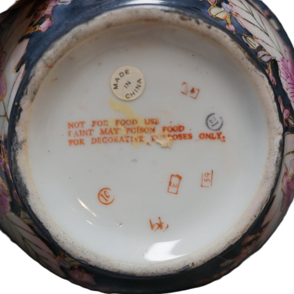 Chinoserie Chinese Porcelain Pink Blue Floral Bowl Not Food Safe