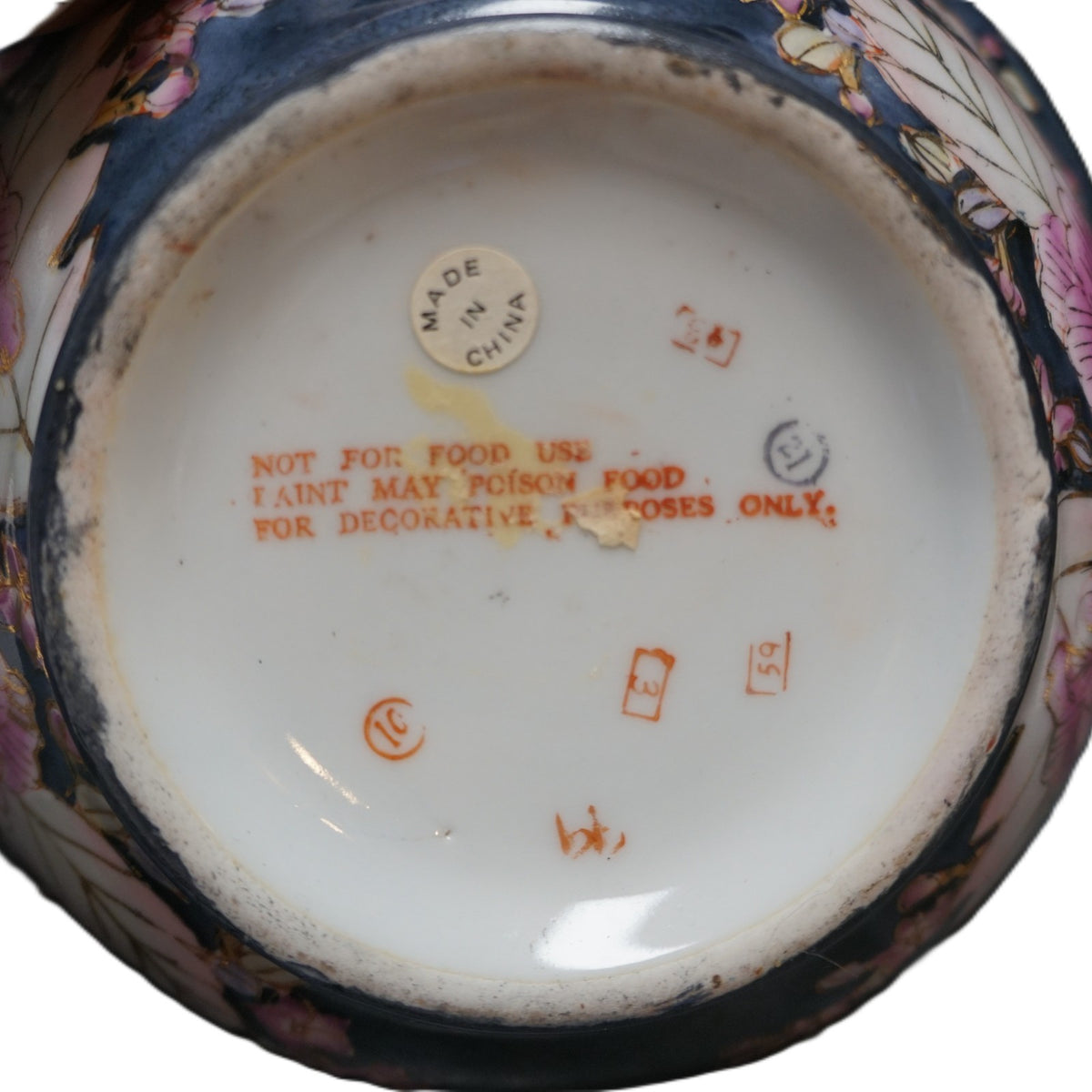 Chinoserie Chinese Porcelain Pink Blue Floral Bowl Not Food Safe