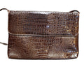 Dark Brown Moc Crock Patent Imitation Leather Shoulder Bag Purse Taiwan