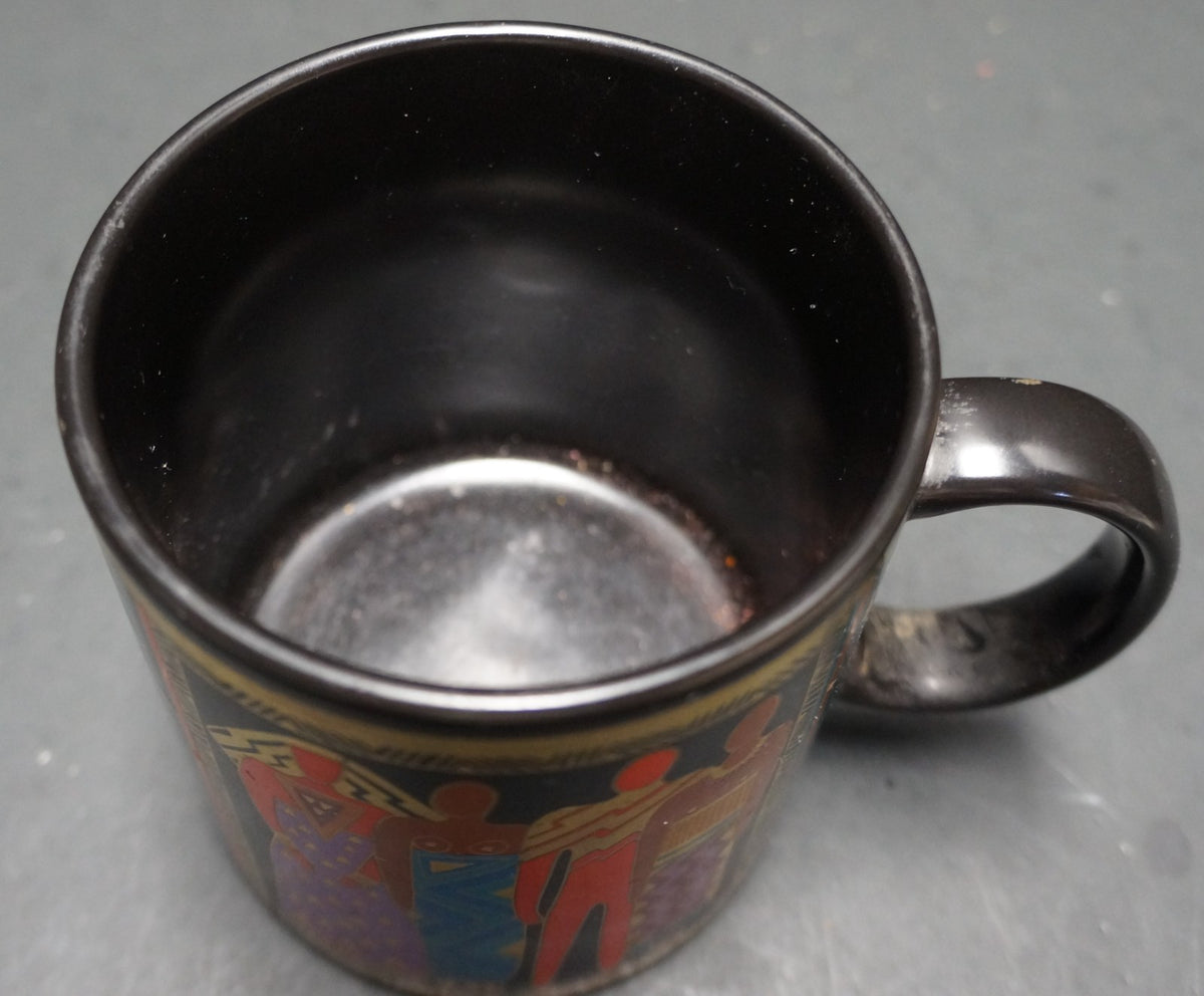Laurel Burch Tribal Spirit 1988 Mug Black Gold