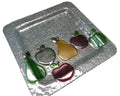 Fused Glass Fruit Apple Pear Clear Pebbled Square Tray 14 5/8 IN
