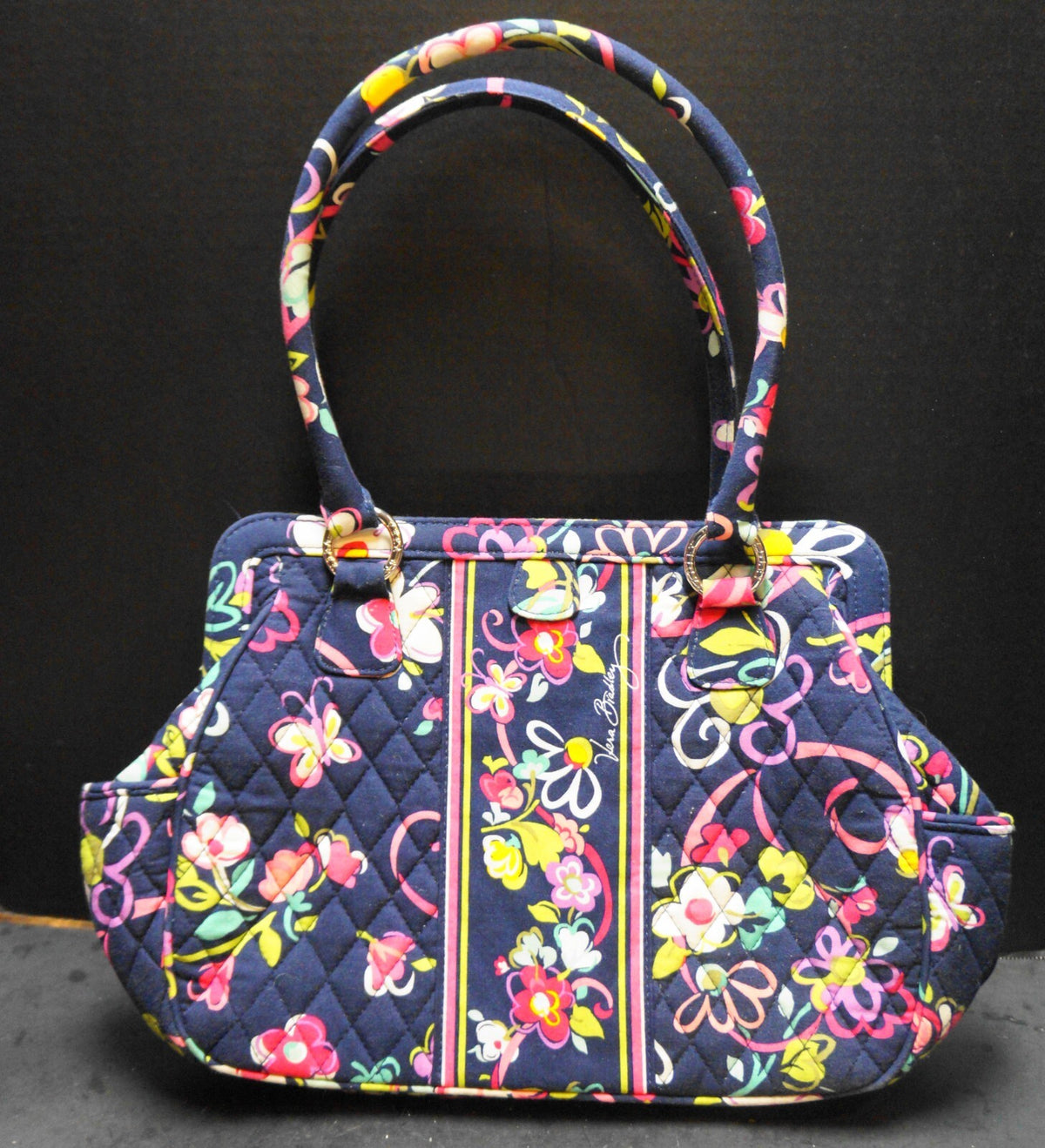 Vera Bradley Ribbons Breast Cancer Awareness Frame Bag Blue Pink Floral