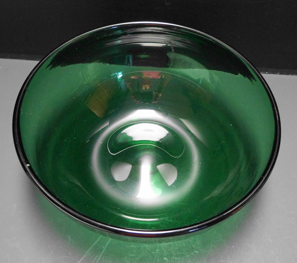 Emerald Green Blown Glass Large Serving Punch Bowl 11 IN