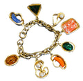 Victorian Revival Charm Bracelet Art Glass Watch Fob Style Charms