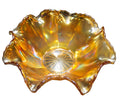 Imperial Glass Marigold Carnival Glass Plain Jane Ruffled Paneled Bowl 9 IN