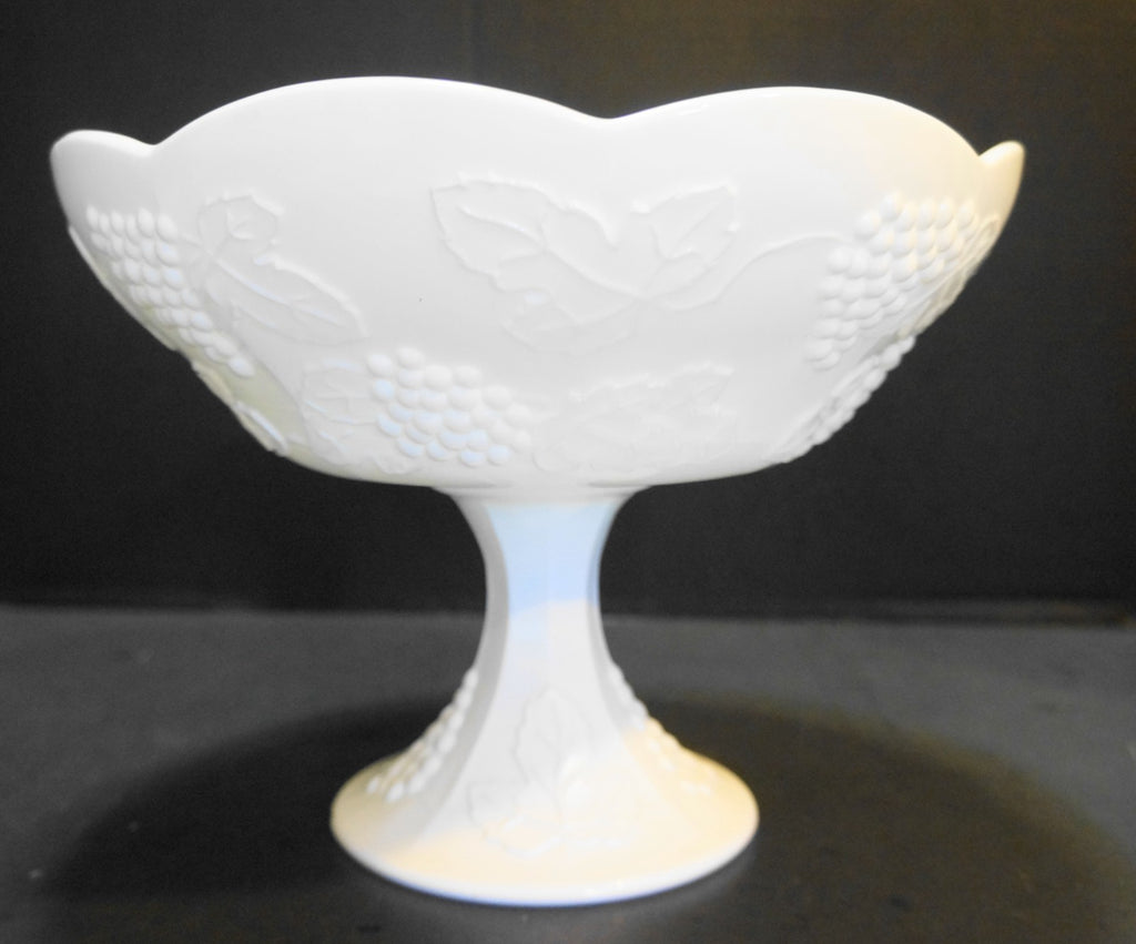 Indiana Glass Harvest Grape Milk Glass Large Compote