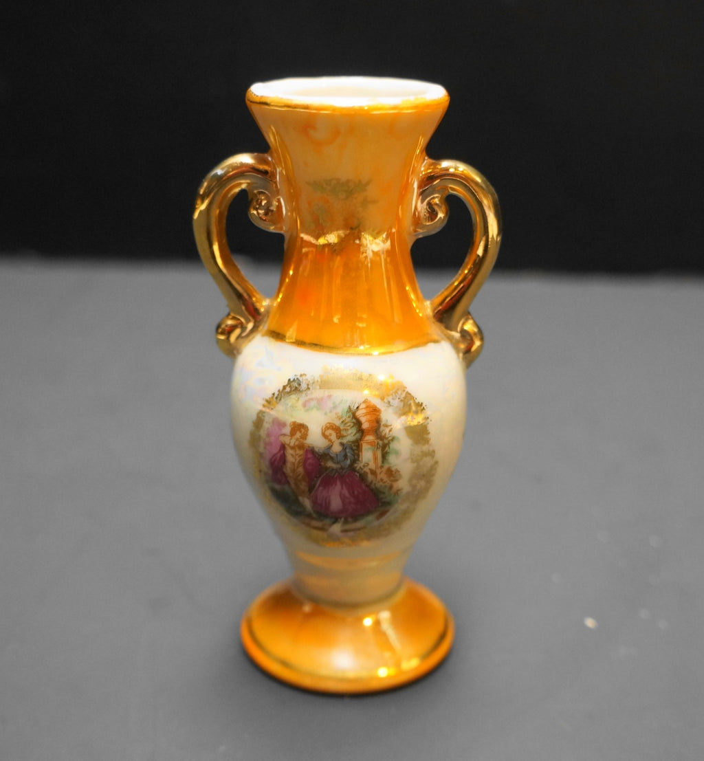 Orange Pearl Lustre Mini Urn Vase Portrait