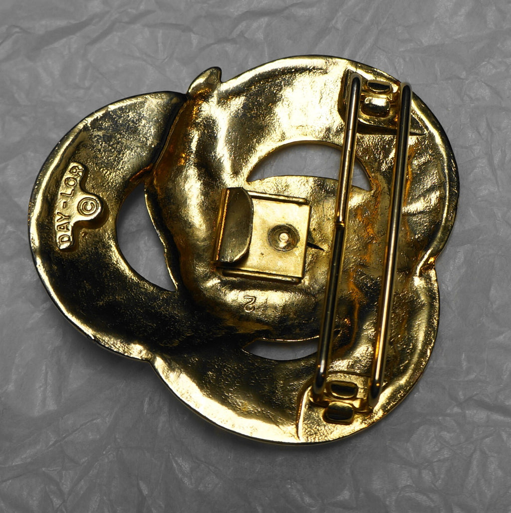 Day-Lor 1980s Purple Green Pink Enamel Gold Tone Ladies Belt Buckle