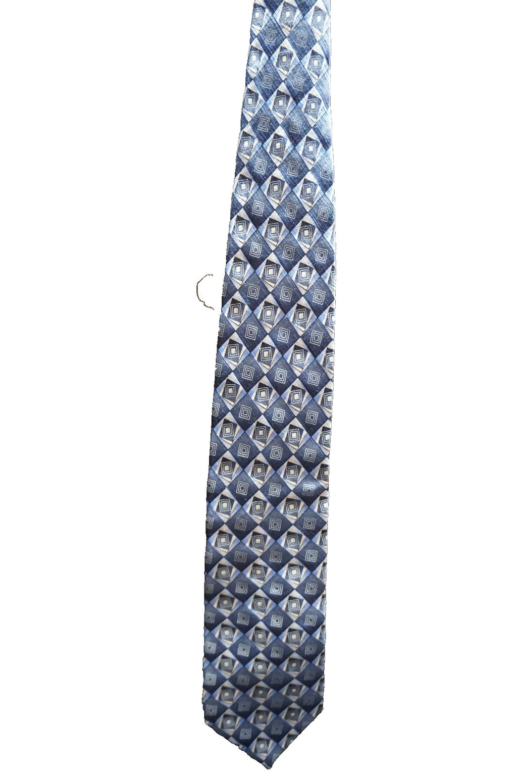 Wembley Blue Abstract Diamond Pane Silk Tie 1990s