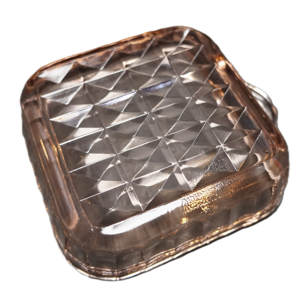 Jeannette Glass Windsor Pink Depression Glass 4" Square Tab Handle Tray