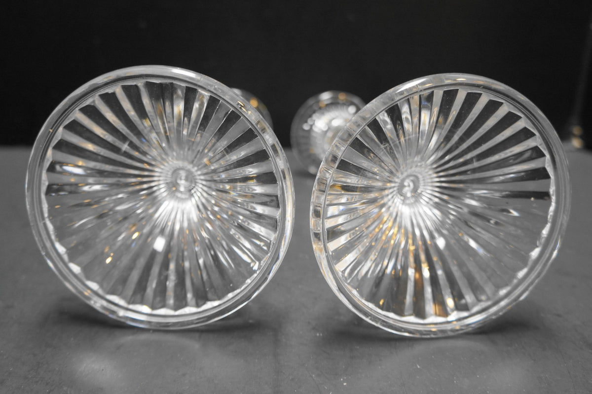 Towle Crystal Ribbed Column Candle Holders Pair 8 IN Austria Toc33