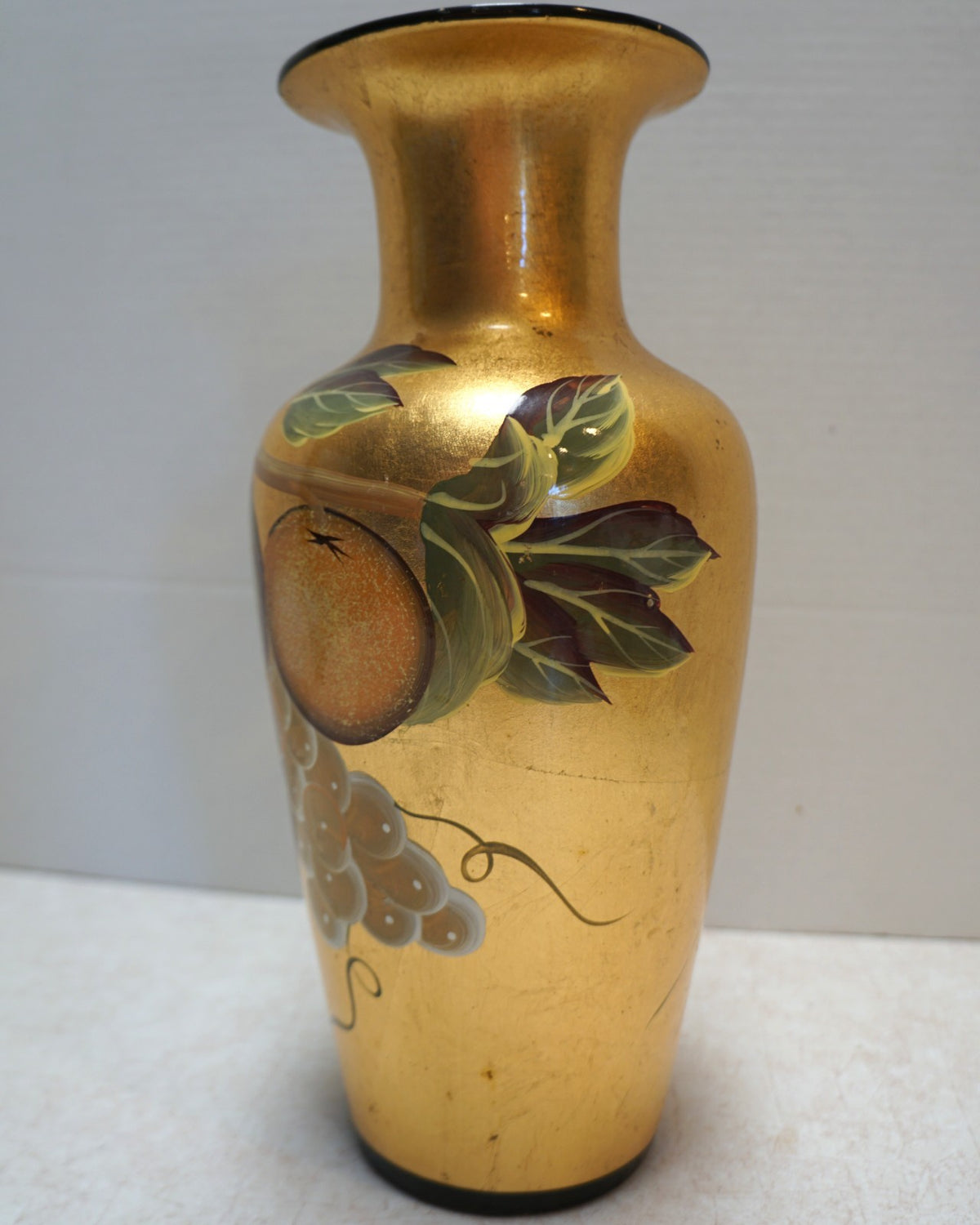 Arister Gifts Gold Foil Art Pottery Hand Painted Vase 12 IN