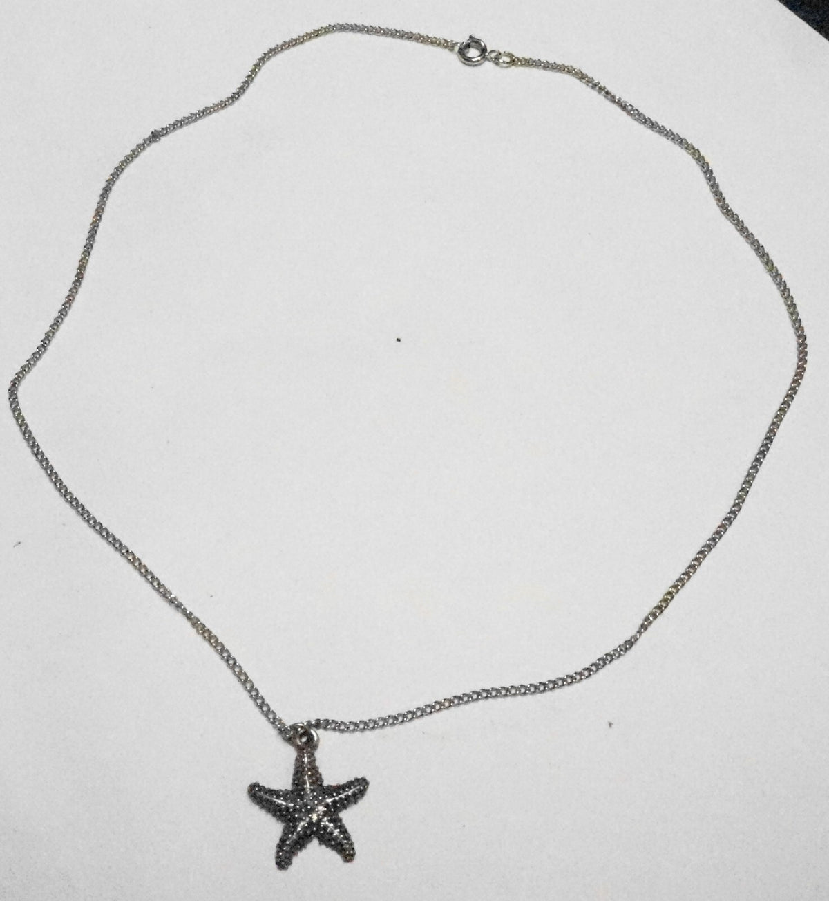 Pewter Starfish Pendant Necklace