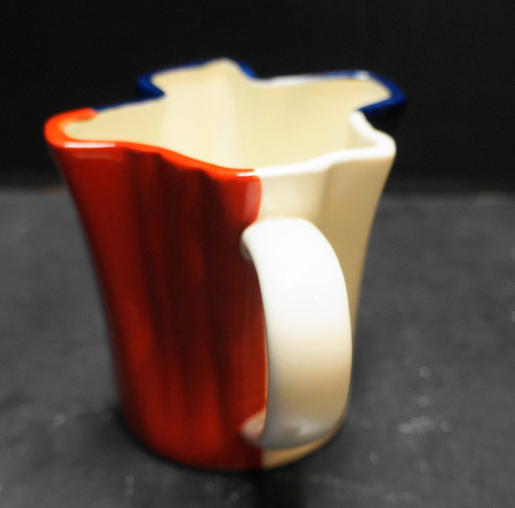 Texas Shaped Ceramic Mug Hand Painted Red White Blue