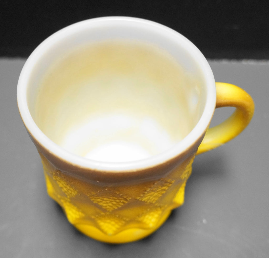 SOLD Fire-King Kimberly Mug Diamond Pane Yellow Brown Fade